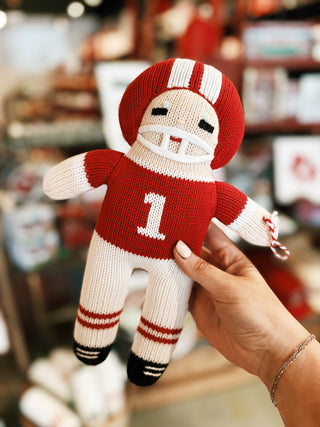 Football Player Knit Doll- Red/White / 12"