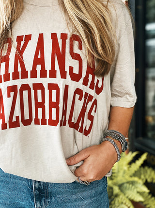 Arkansas Razorbacks Logo T-Shirt- Tan