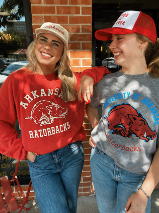 Razorbacks 1970's Shadow Vault Tee- Grey