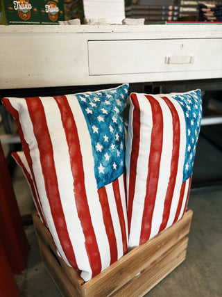 Watercolor USA Flag Pillow