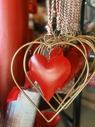 Brass Red Heart Door Hanger