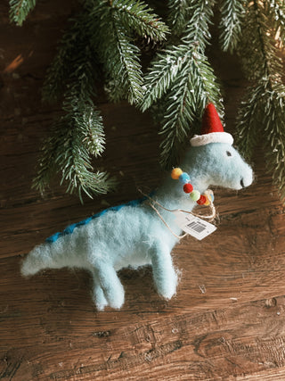 Wool Felt Dinosaur Ornament w/ Seasonal Accessories