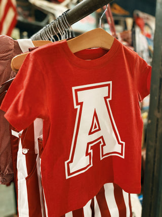 A Red Varsity Tee
