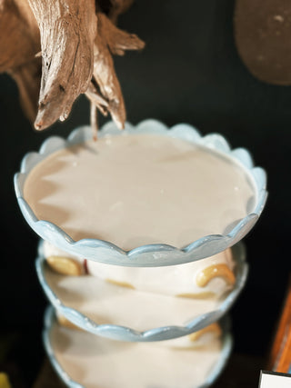 Scalloped Cake Stand with Dog Base