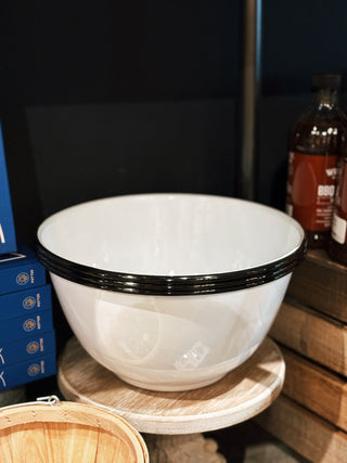 Black & White Vintage Enamelware Salad Bowl