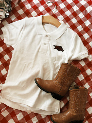 Arkansas Kids Polo Shirt - White