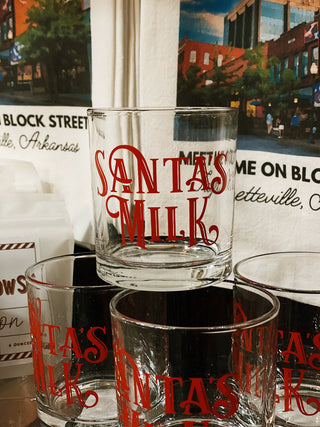 Santa's Milk Christmas Bourbon Whiskey Rocks Glass