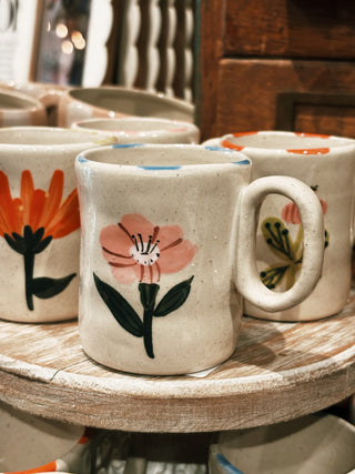 Hand Painted Flower Espresso Mug- Blue