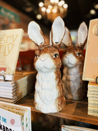 Hand-Painted Stoneware Rabbit Vase