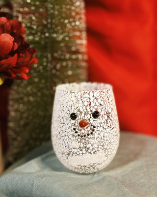 Stemless Snowman Confetti Wine Glass