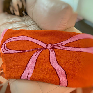 Orange & Pink Bow Blanket