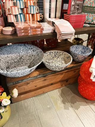 Blue Splatter Enamelware Salad Bowl
