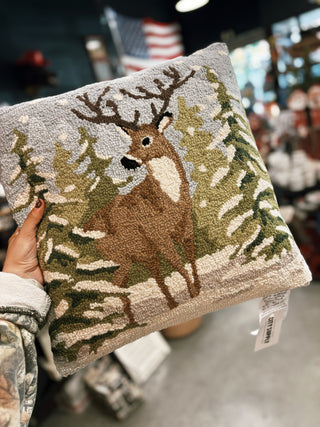 Snowfall Deer Hook Pillow