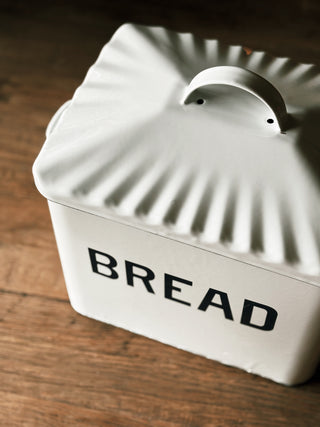 "Bread" White & Blue Enameled Metal Box