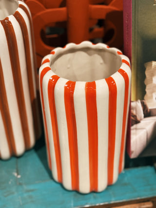 Orange Striped Vase