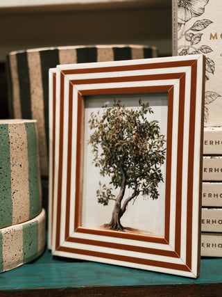 Photo Frame w/ Brown Inlaid Stripes