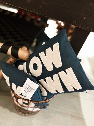"Slow Down" Appliqued Linen Pillow