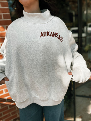Embroidered Arkansas Mock Neck
