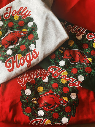 Holly Jolly Hogs Sweatshirt- Red