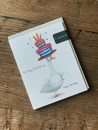 Goose Cake Hat Birthday Greeting Card