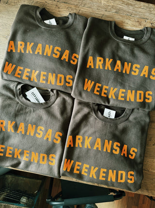 Arkansas Weekends Sweatshirt- Brown