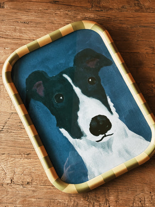 Striped Frame Dog Print- Blue