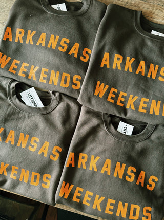 Arkansas Weekends Sweatshirt- Brown