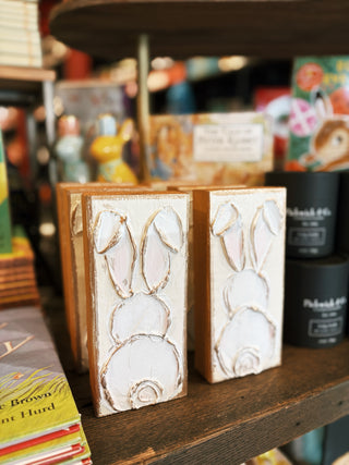 Easter Bunny Rabbit Handmade Textured Wood Block