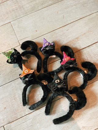 Cat with Witch Hat Headband