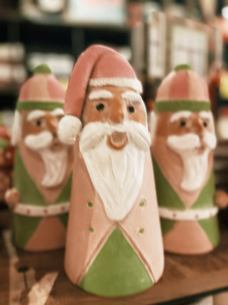 Clay Nutcracker Santa with Pink Hat
