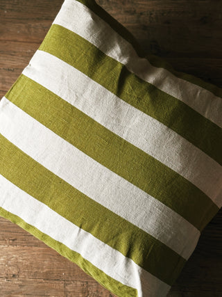 Cotton & Linen Green Striped Pillow