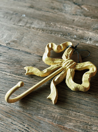 Cast Iron Bow Shaped Wall Hook- Yellow