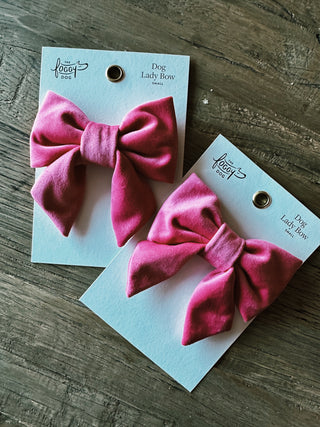 Hot Pink Velvet Lady Dog Bow: Small