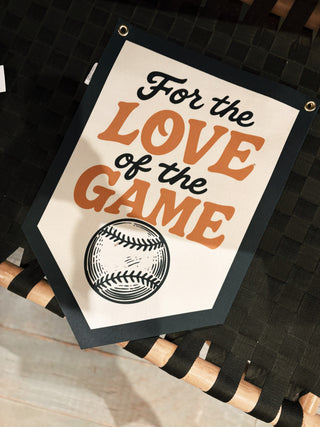 Love of the Game Baseball Felt Camp Flag: Black