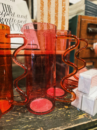 Squiggle Pitcher- Pink & Orange