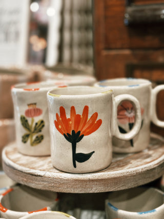 Hand Painted Flower Espresso Mug- Yellow