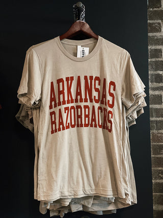 Arkansas Razorbacks Logo T-Shirt- Tan