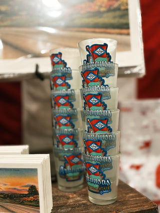 Arkansas Shotglass Frosted Map & Flag