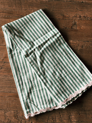 Green Striped Cotton Tea Towel