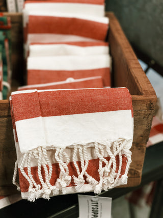 Tea Towels Red Stripes- Set of 2