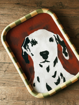 Striped Frame Dog Print- Red