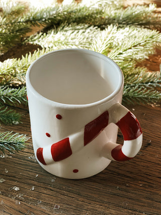 Stoneware Holiday Mug w/ Shaped Handle