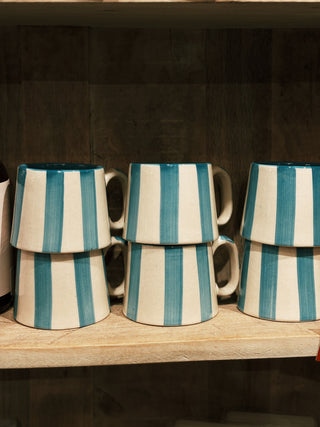 Ceramic Blue Stripe  Coffee cup