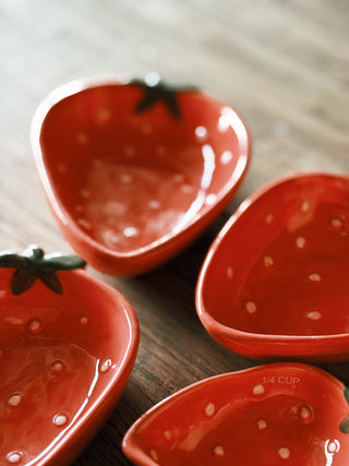 Hand-Painted Strawberry Shaped Measuring Cups, Set of 4