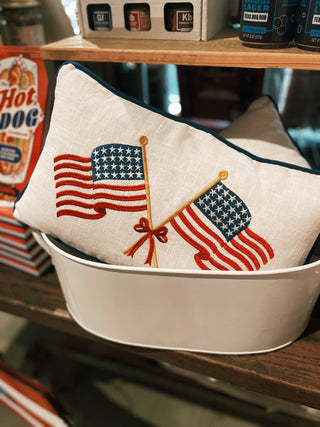 Crossed Flags Embroidered Pillow
