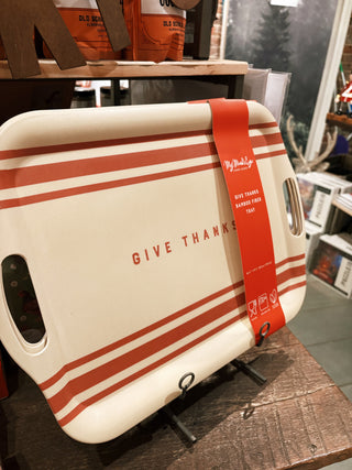 Harvest Give Thanks Stripe Reusable Bamboo Tray