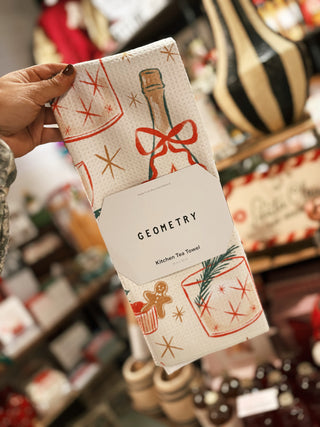 Geometry - Christmas Cocktails Tea Towel