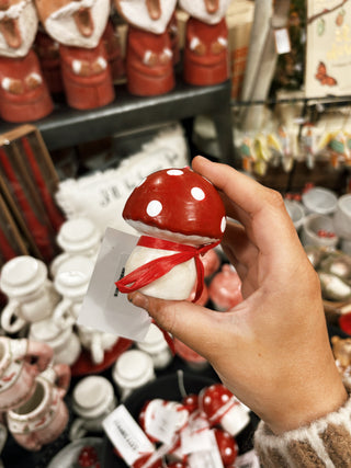 Red Toadstool Mushroom Candle, Christmas Décor - Small