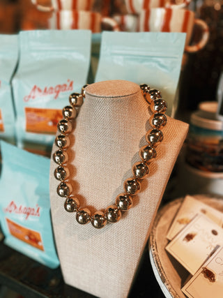 Shiny Gold Marjorie Beaded Necklace