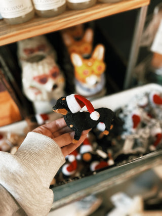 Dog with Santa Hat Ornament